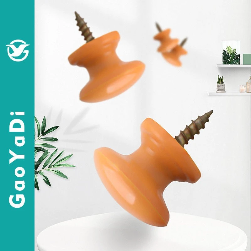 单孔自攻带钻塑料圆形蘑菇现代简约抽屉柜子药柜门家具把手小拉手