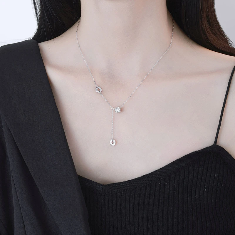 坠链均足银合成锆石 【新款流苏小蛮腰套链】轻奢时尚小众简约韩版