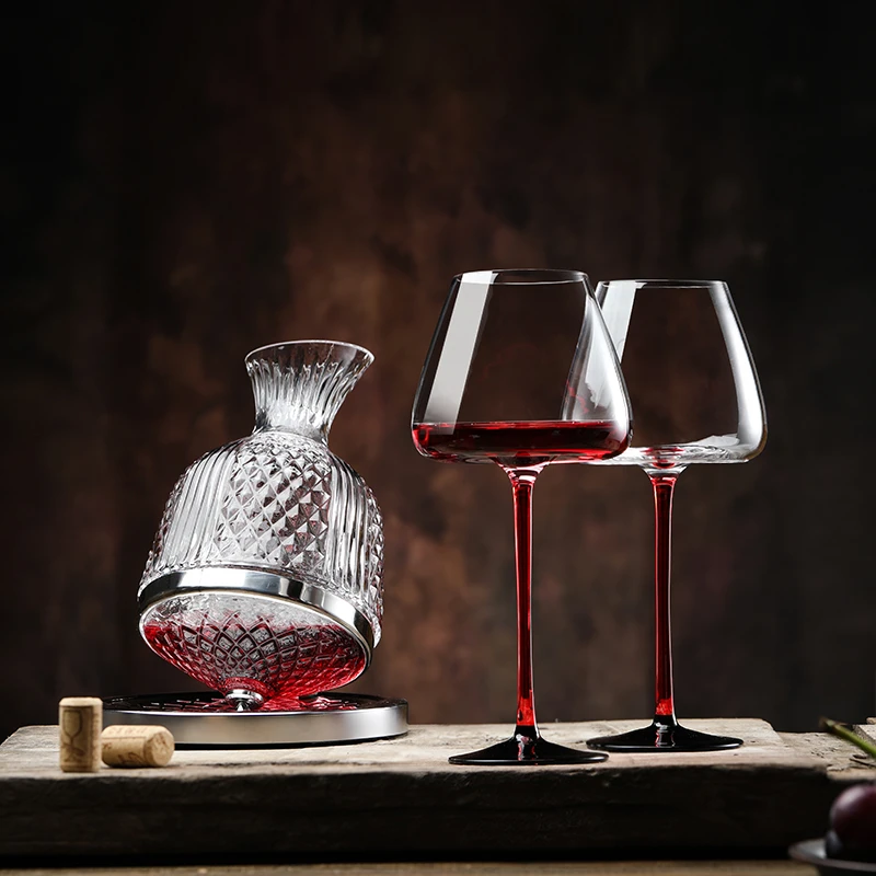 红杆高颜值勃艮第红酒杯醒酒器家用奢华高档水晶葡萄酒高脚杯新品