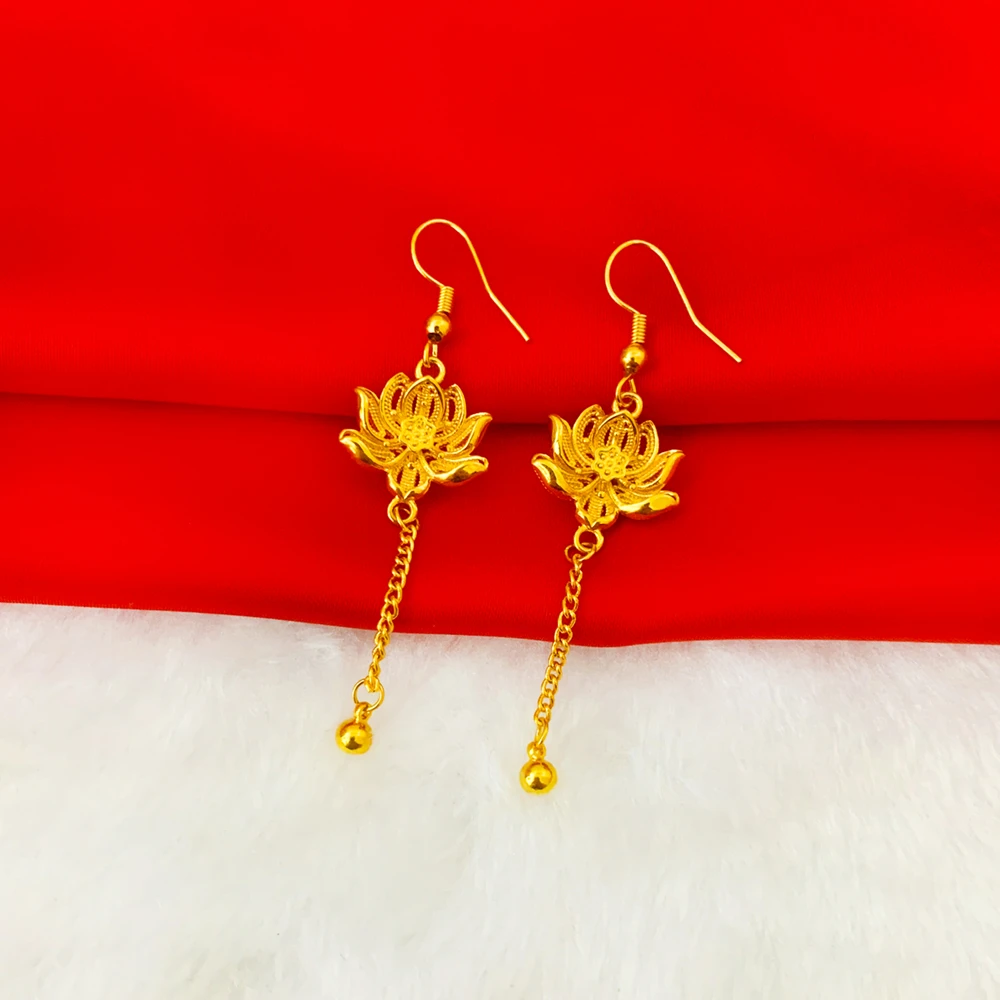 铜合金耳饰 【两世欢莲花耳环】唯美新中式配饰精美气质防过敏耳钩