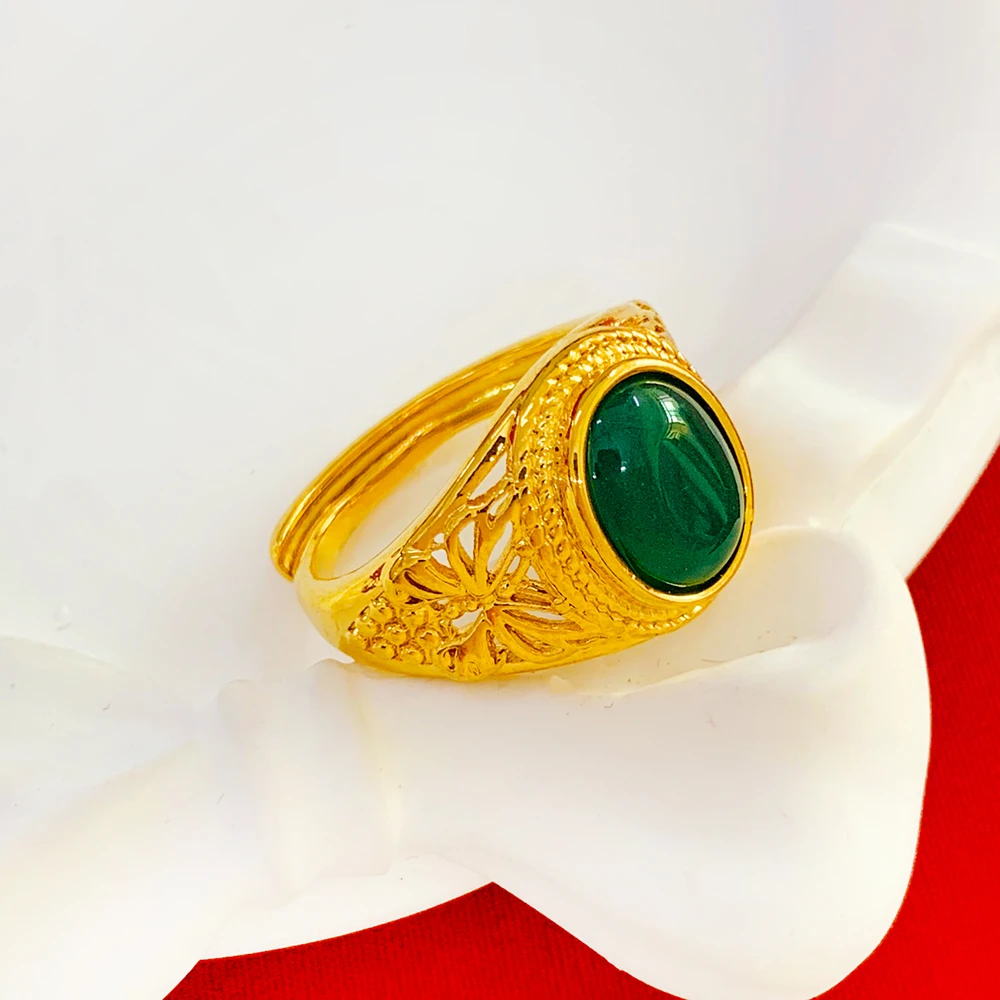 铜合金戒指 【绿石蝴蝶戒指】气质镶嵌可调节戒指