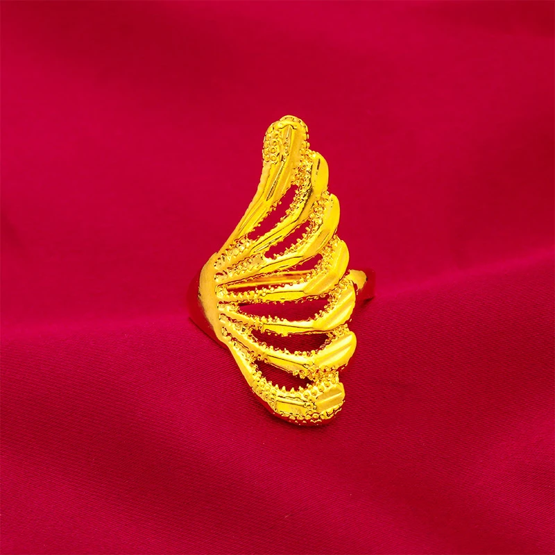 合金戒指 【高定轻奢】精美手工女款凤尾花活口合金戒指