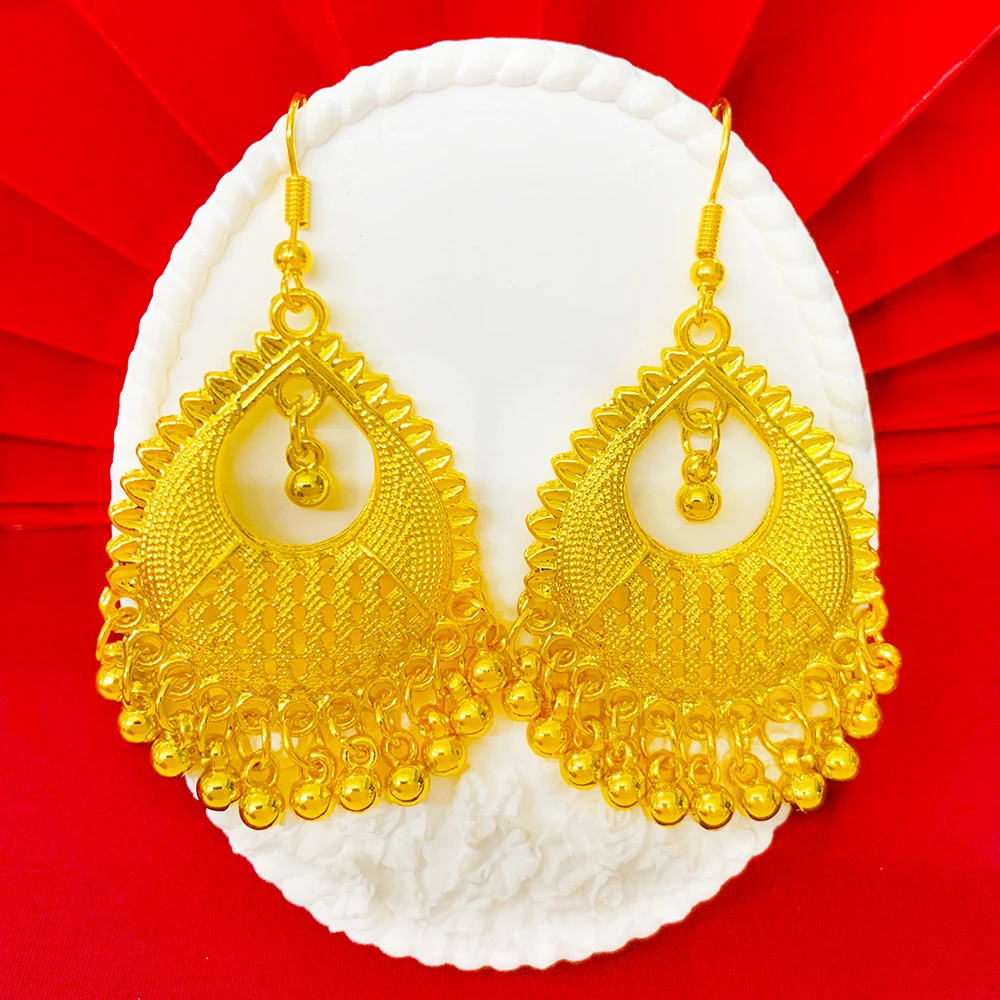 铜合金耳饰 【蟠桃花流苏耳钩】民族风耳坠复古宫廷精美重工耳环