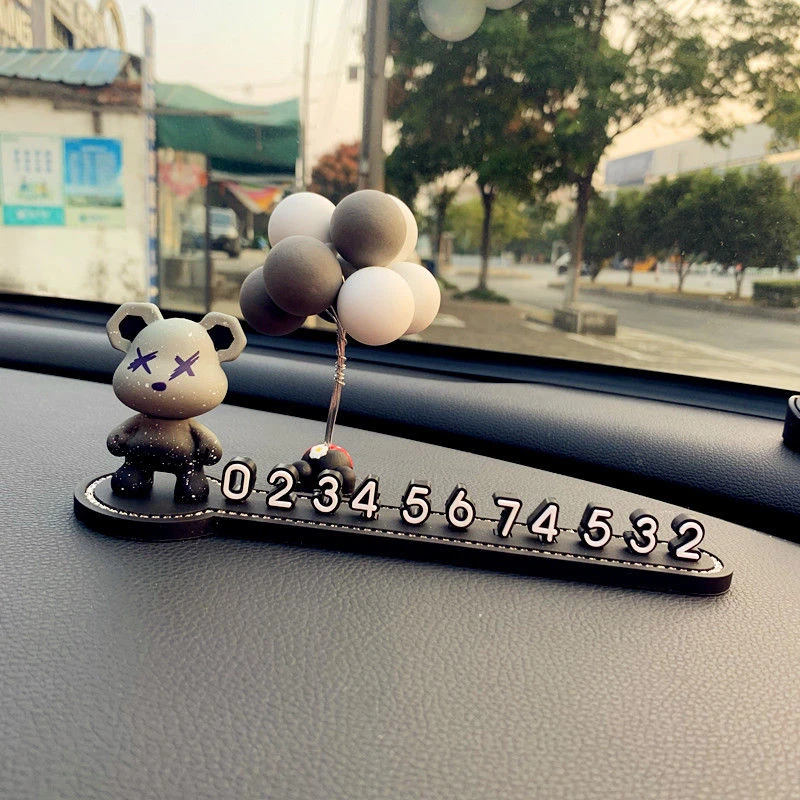 暴力熊汽车停车牌隐藏临时挪车牌创意水钻ins停车电话号码牌车载