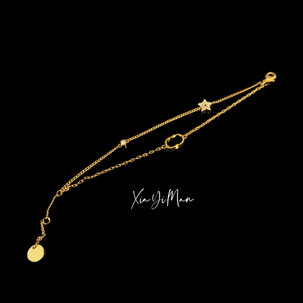 铜合金手链 【夏一曼】微镶星星双层手链