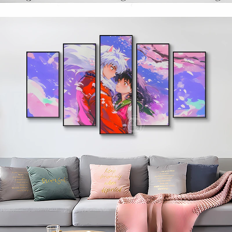 犬夜叉桔梗组合挂画卡通动漫网咖电竞房间卧室床头客厅装饰画