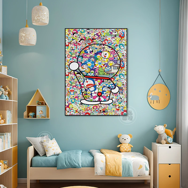哆啦A梦小智竖版挂画可爱卡通动漫叮当猫电竞房网吧儿童房装饰画