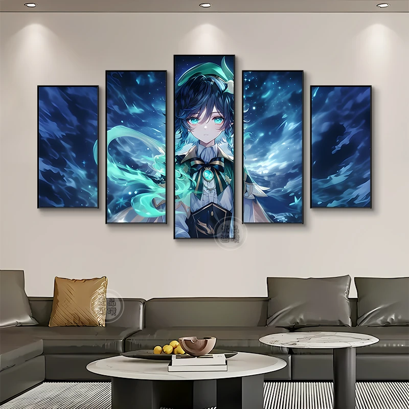 原神艾尔海森五联挂画高颜值男神网咖电竞酒店卧室客厅走廊装饰画