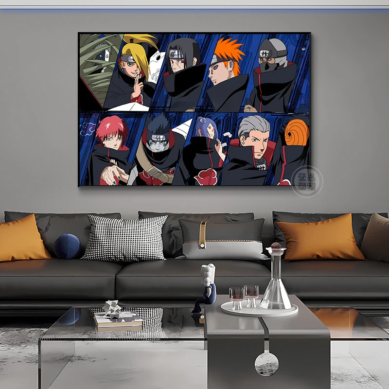【直播福利】火影忍者横版挂画晓组织动漫周边网咖电竞房客厅装饰画
