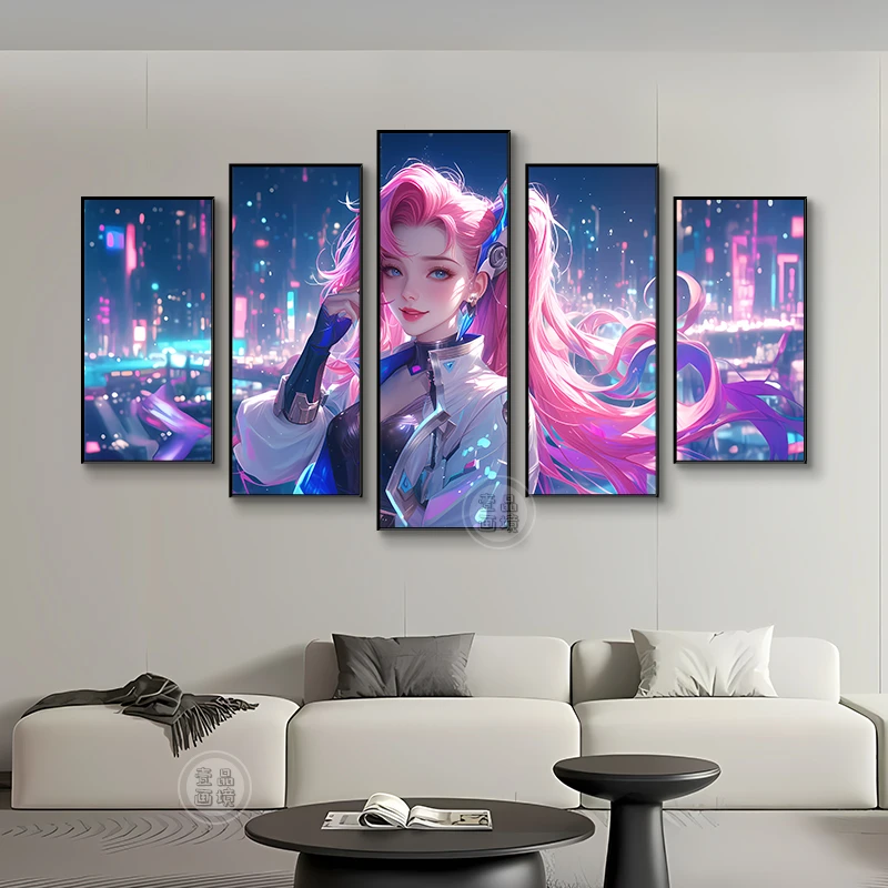 萨勒芬妮甜美少女挂画动漫英雄联盟可爱潮流网咖吧电竞酒店装饰画