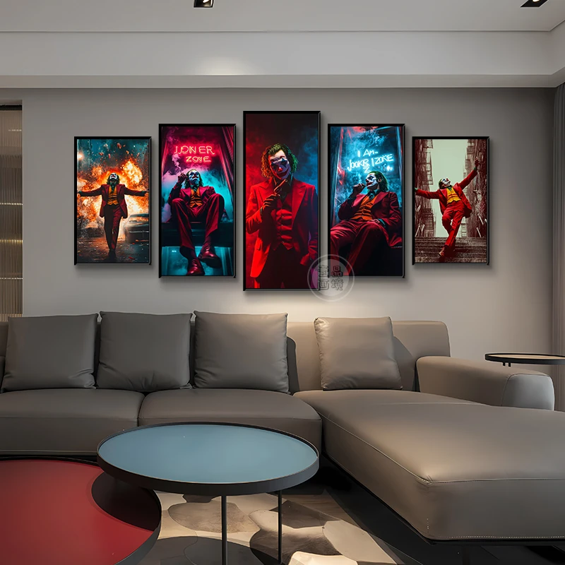 【直播福利】美漫电影joker小丑五联挂画客厅网咖电竞房装饰画