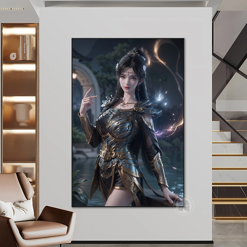 完美世界清漪竖版挂画高颜值动漫女神网咖电竞房宿舍卧室装饰画