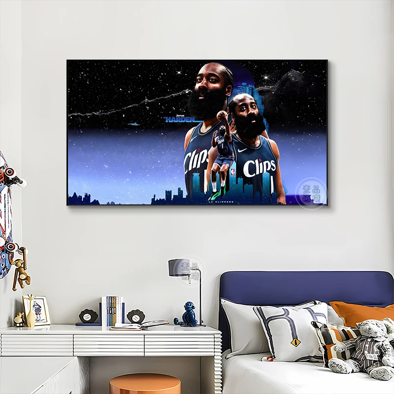 NBA 篮球体育明星詹姆斯哈登挂画网咖吧电竞房卧室客厅宿舍装饰画