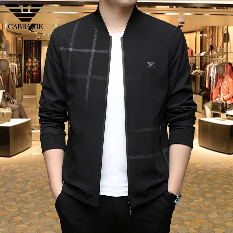 专柜正品男士休闲夹克外套秋冬新款中年宽松潮流商务百搭立领茄克