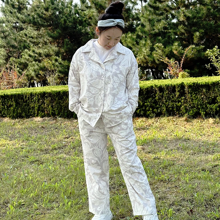 可外穿的纯棉家居服套装 四季情侣款睡衣