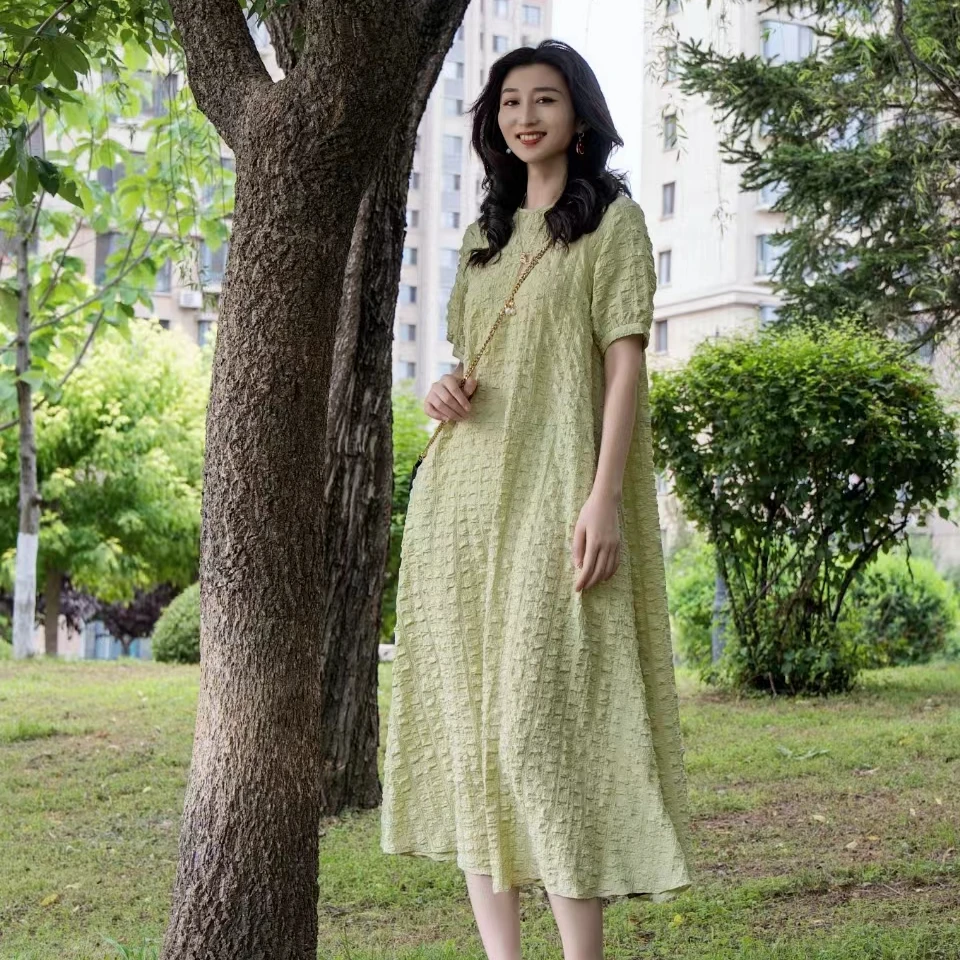 阿玛施AMASS【薄荷曼波】夏季新款短袖连衣裙5500534