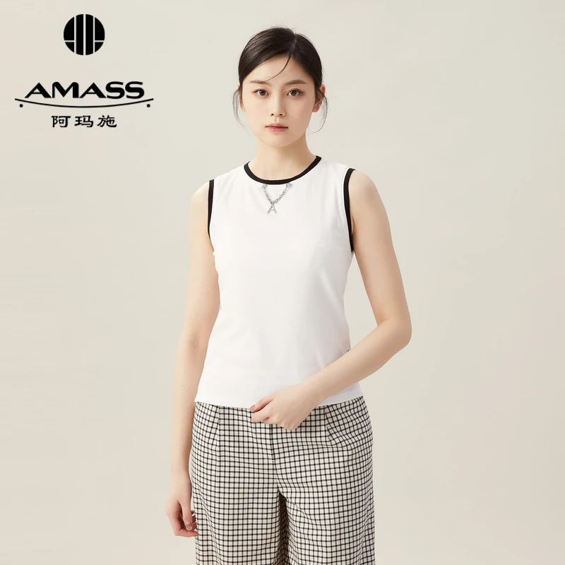 阿玛施AMASS【白栀茉莉】夏季简约圆领外穿无袖百搭背心5300813