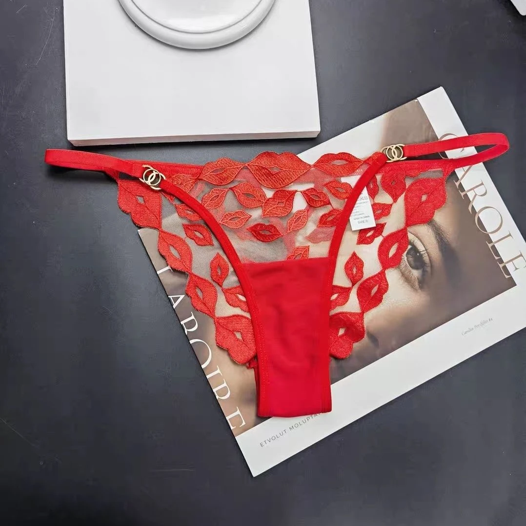 8007-1法式蕾丝本命年红色新年红重工刺绣性感女士内裤