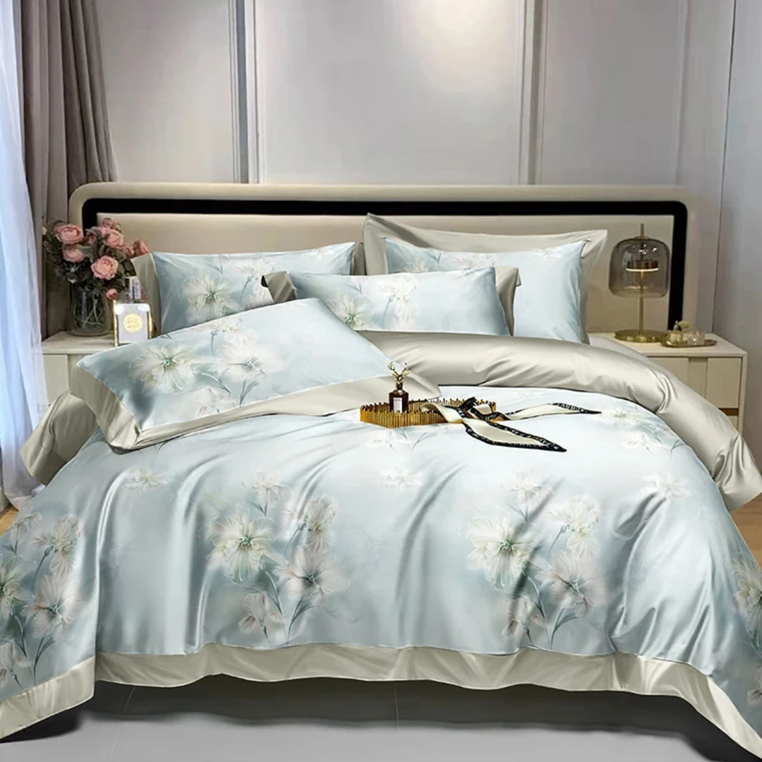 A&J【品牌】轻奢全棉大版数码印花小清新四件套-赛琳娜