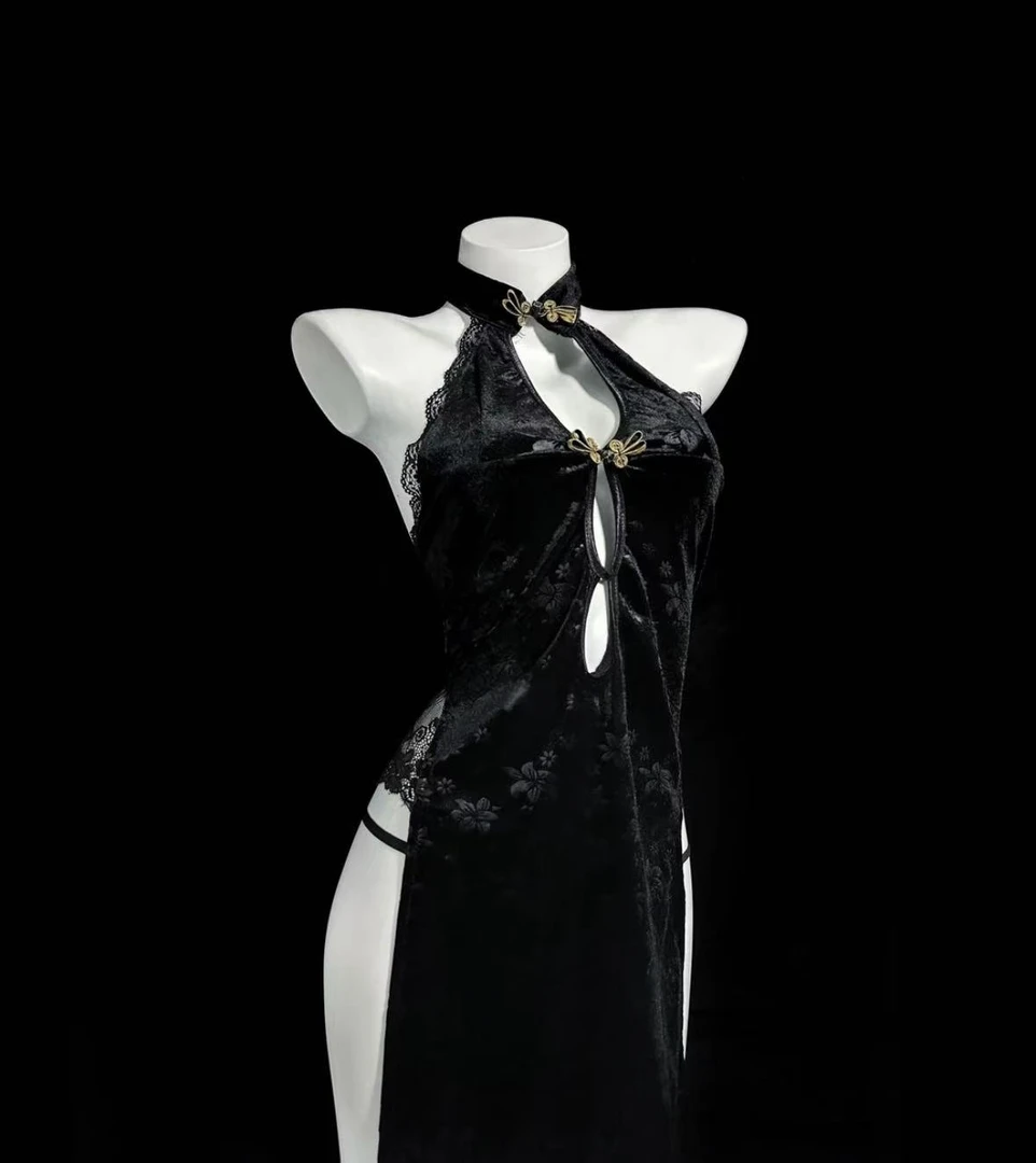 【风情万种】性感古典高开叉复古旗袍纯欲显瘦收腰睡裙