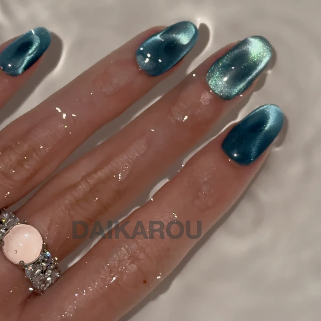 蔚蓝之境 黛卡柔 预售 新甲型 此度 短椭圆 中椭圆手工穿戴甲10片