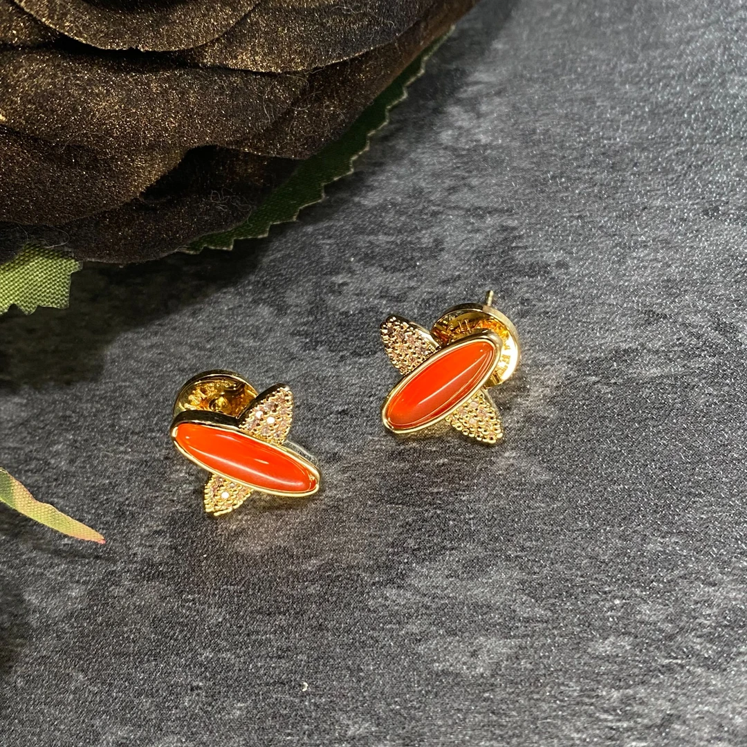 铜合金合成锆石耳饰 精致耳钉时尚轻奢耳饰1117