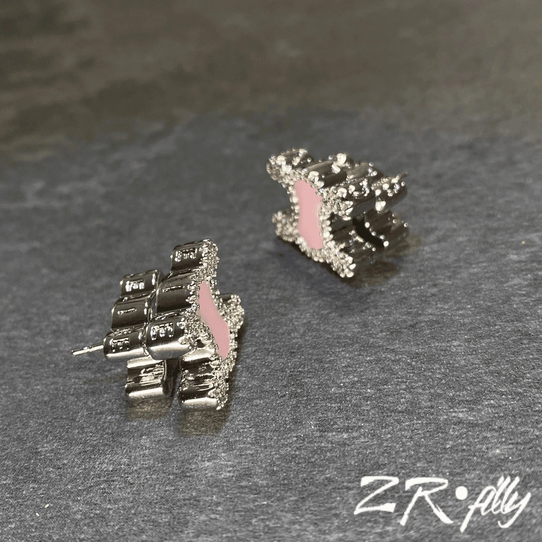 铜合金合成锆石耳饰 时尚精致轻奢百搭耳钉1302