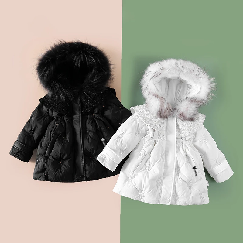 【MK摩卡】高定女童羽绒服中长款新款冬装中大童韩版白鸭绒加厚外套