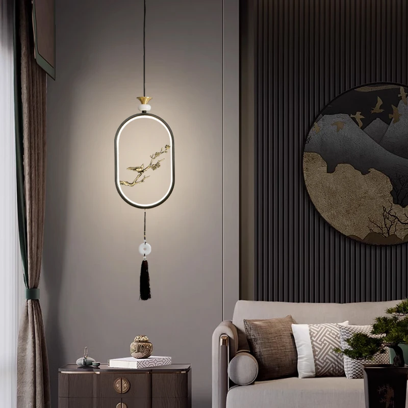 新中式全铜小吊灯餐厅吧台客厅背景墙卧室床头走廊过道国风全铜灯