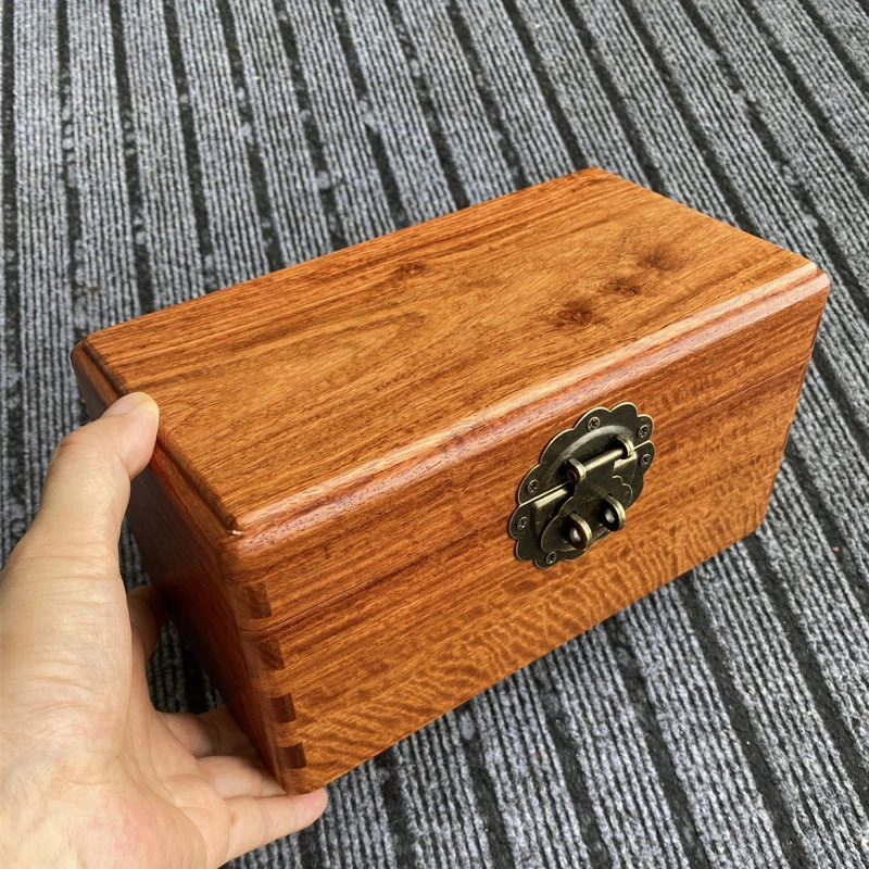 缅甸花梨木收纳盒复古桌面实木质文玩珠宝首饰盒饰品盒可带锁精致