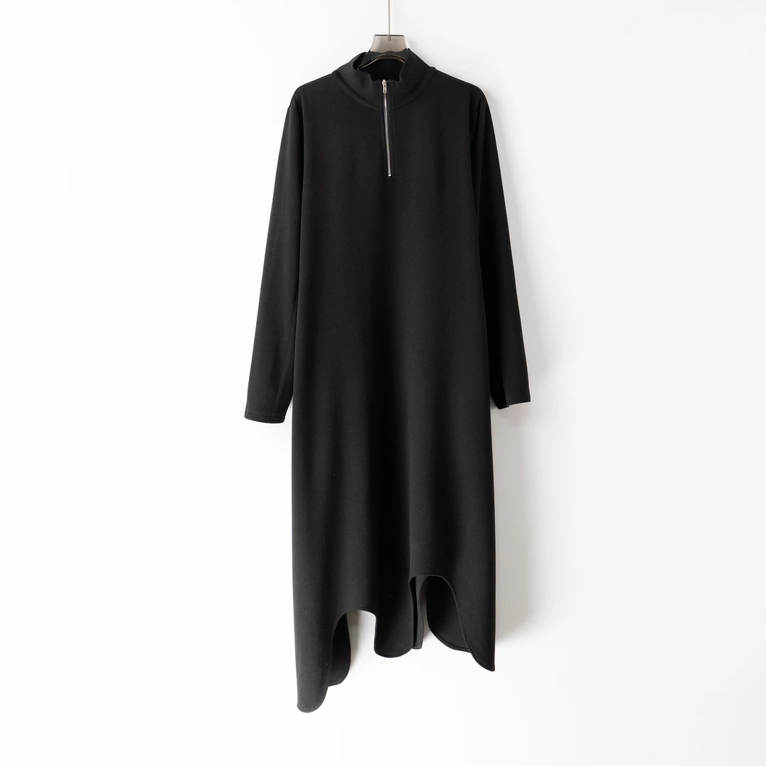 PL241133秋冬新款宽松大码胖MM女装小众设计打底时尚连衣裙不对称