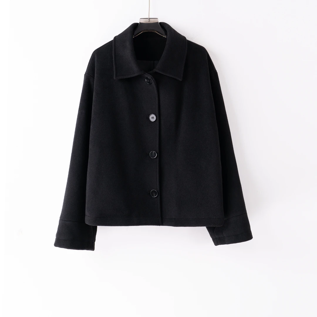 PW240981秋冬新款加厚短款羊毛呢大衣加厚外套小众设计简约大牌