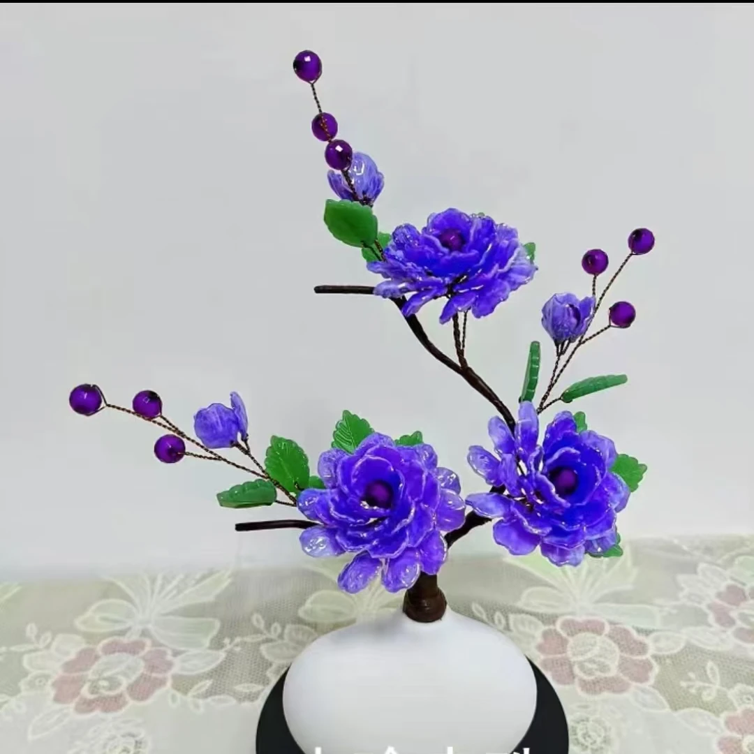 晓涛精选 双色炫彩仿玉贝壳牡丹花爆款屏风手工DIY制作材料包