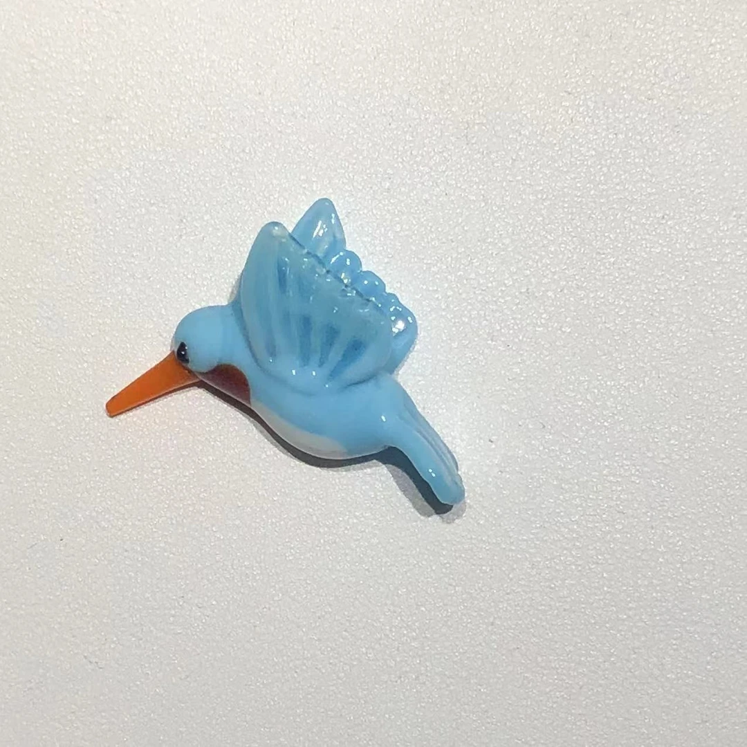 淄博博山手工琉璃摆件纯手工精实色蓝色可爱蜂鸟挂坠