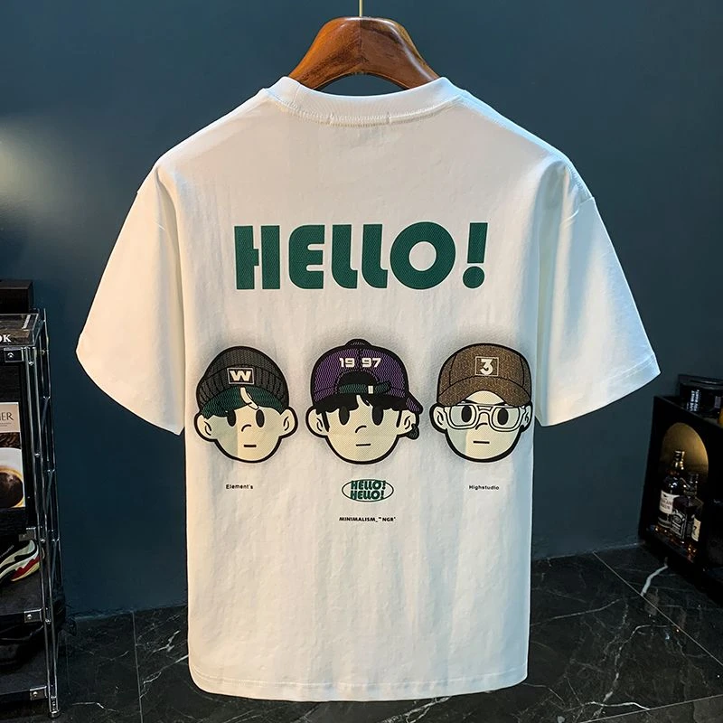 男士纯棉短袖衣服潮流宽松文艺青年百搭T恤印花夏季薄款上衣体恤