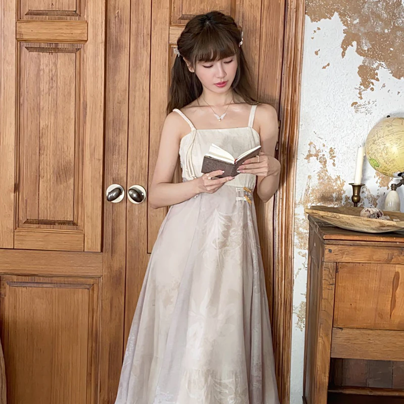 十三余【品牌回馈日6折】[东厢月]新中式国风仙气素雅简约吊带裙