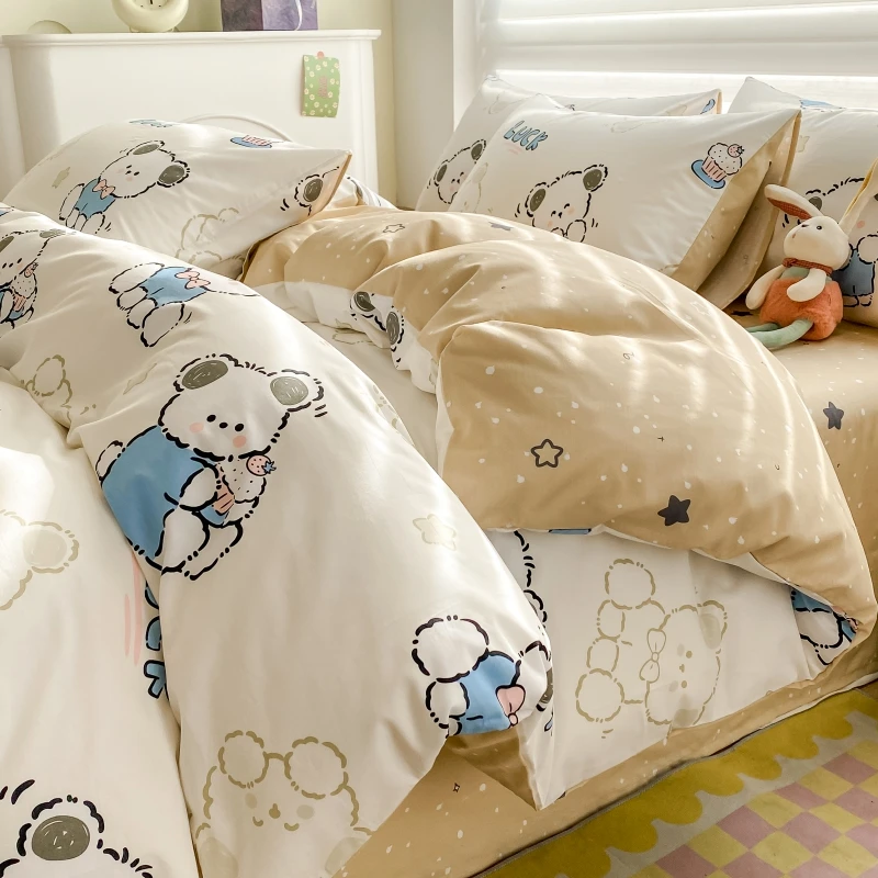 床上四件套纯棉全棉2024新款秋冬床品床单被套宿舍床笠三件套