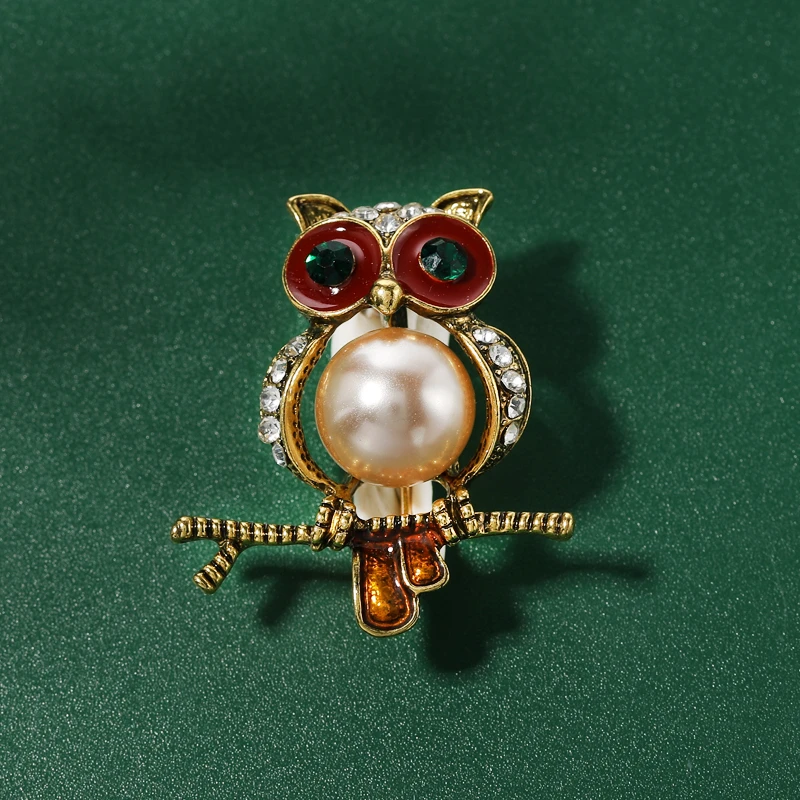 铜合金锆石胸针 时尚可爱复古猫头鹰胸针饰品胸花  JT-313