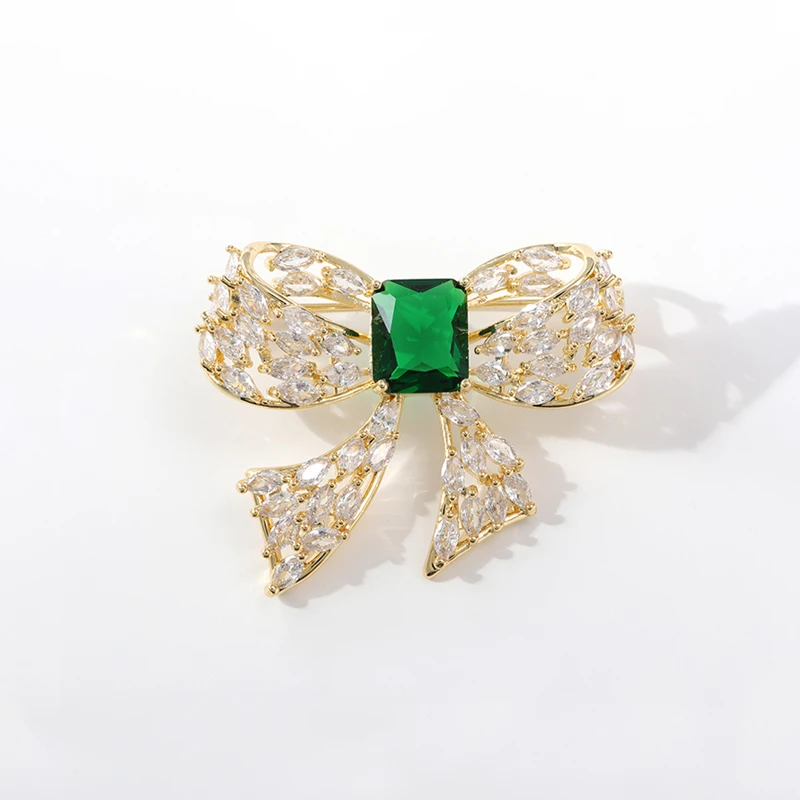 铜锆石胸针 时尚精致轻奢蝴蝶结胸针 4032