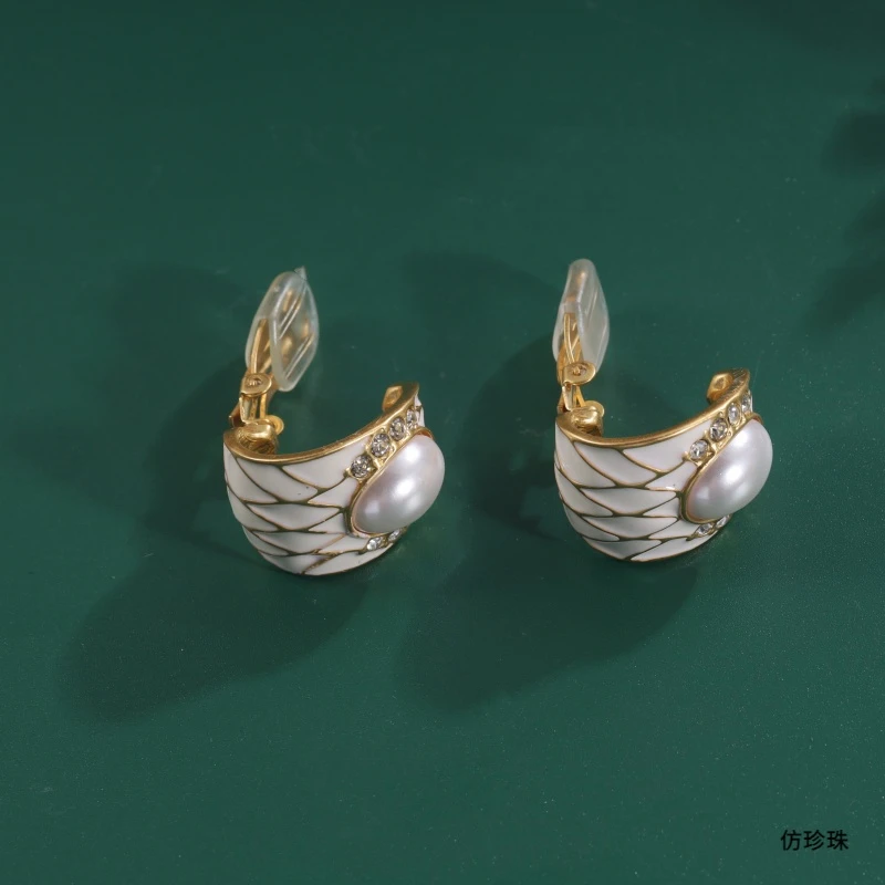 铜合金锆石耳饰 白色网状时尚百搭耳环6136