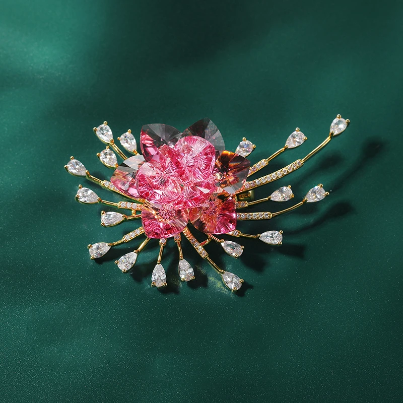 铜合金胸针 绝美优雅花朵胸针胸花女饰品红花卉  5251