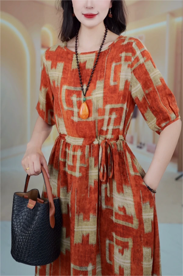 FZ190 [锦瑟安年] 2024新款连衣裙女夏洋气时髦中长款收腰显瘦裙2