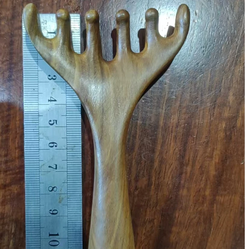 绿檀鹿角小耙子脸部提拉油性檀木脸部按摩六爪按摩梳家用防静电