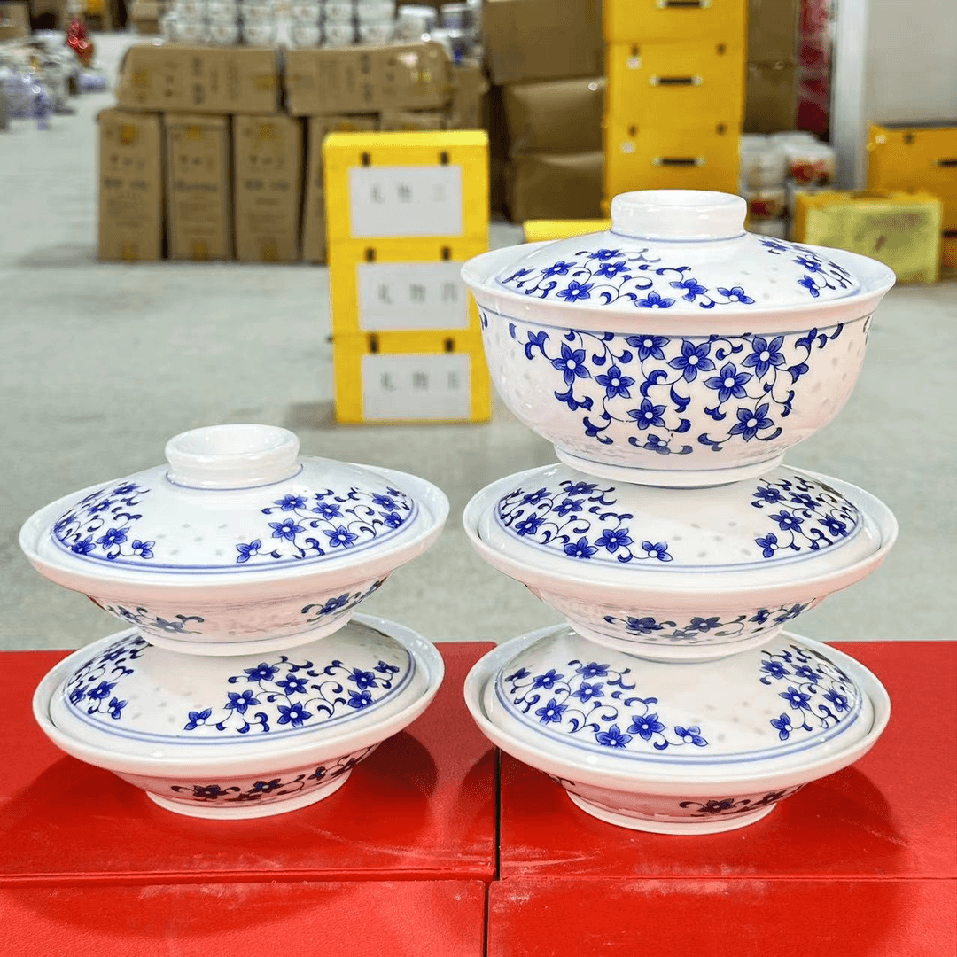 SYH-DP-H6502景德镇陶瓷青花玲珑和合器四菜一汤