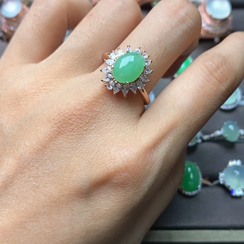 【闪购商品】翡翠戒指银S925镶嵌缅甸