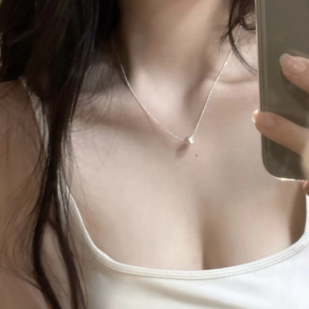 坠链均925银 时尚百搭猫眼珠精致项链简约气质韩版冷淡风极简素款
