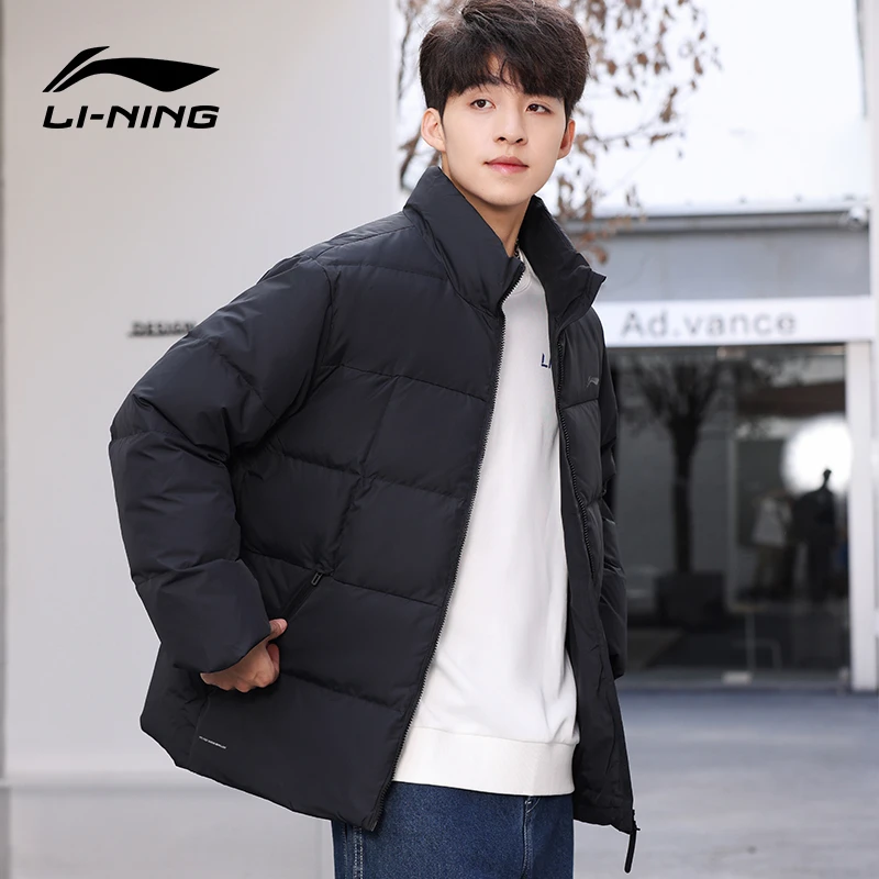 李宁短款羽绒服男士2025冬季新款正品户外运动健身外套加厚面包服