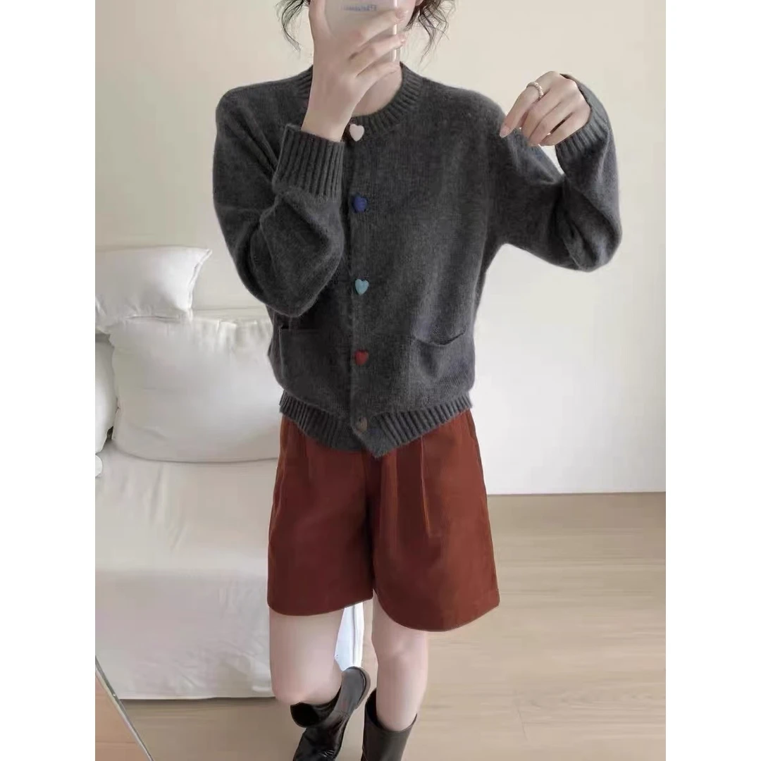 爱心扣针织外套ZBW32197衣长56