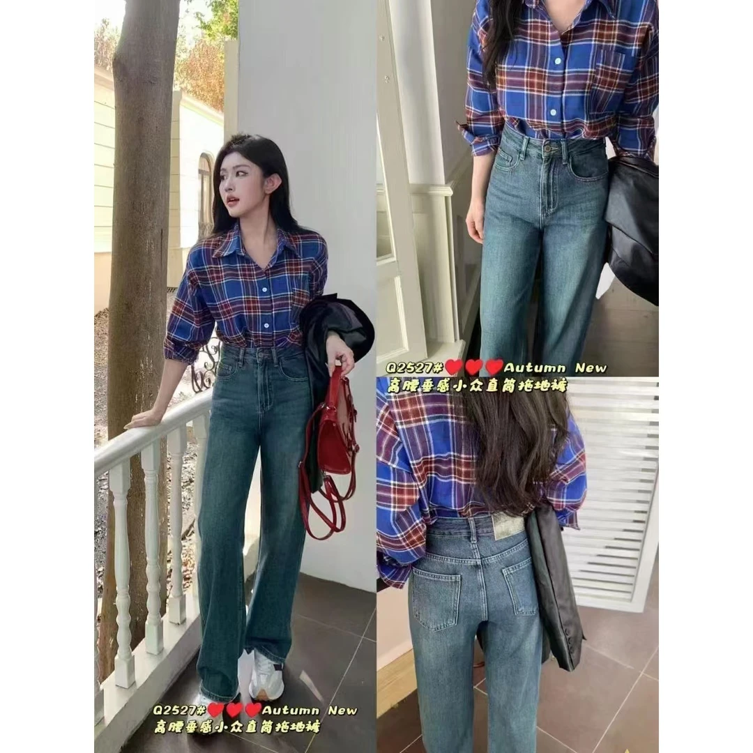 复古牛仔直筒裤ZBK32268最小码裤长104