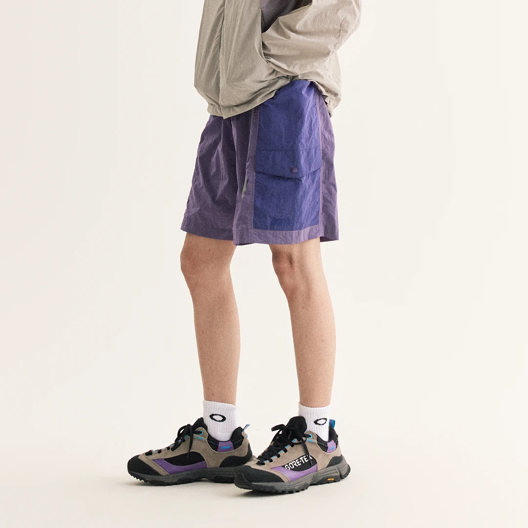 NORYBRAND 山系户外撞色口袋金属丝拼接五分裤 休闲运动短裤